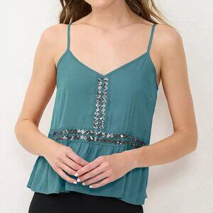 Women's LC Lauren Conrad Flowy Peplum Tank | Blue | Size XXL